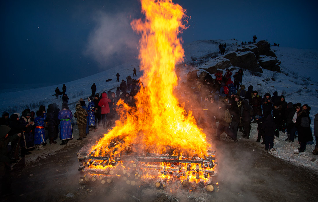 Празднование тувинского Нового года на горе Догээ