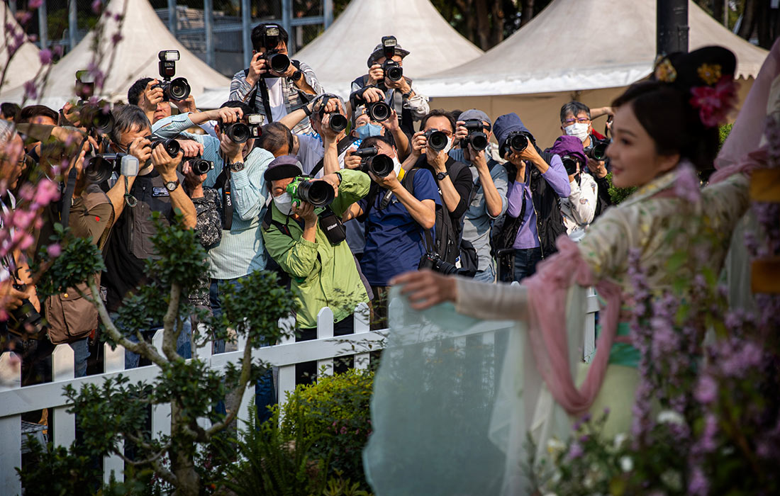 Подготовка к открытию ежегодной выставки цветов Hong Kong Flower Show в Гонконге