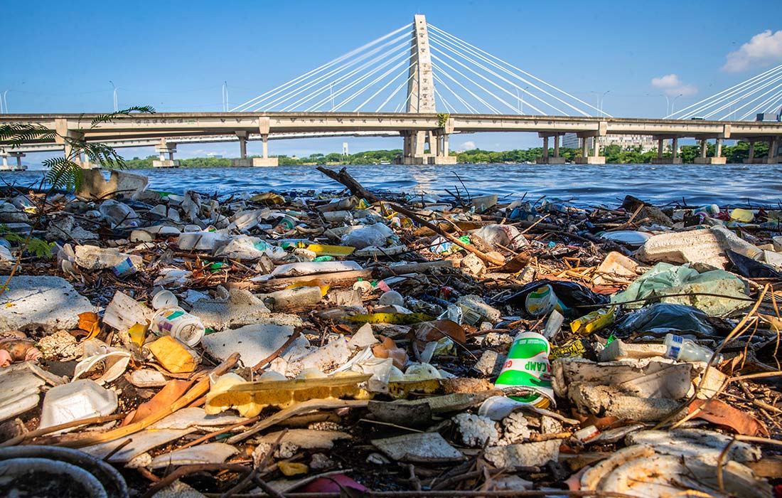 Мусор в заливе Гуанабара в Рио-де-Жанейро