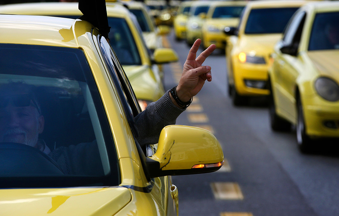 Забастовка таксистов в Афинах