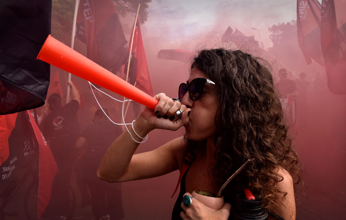 Акция профсоюзов против пенсионной реформы в Уругвае