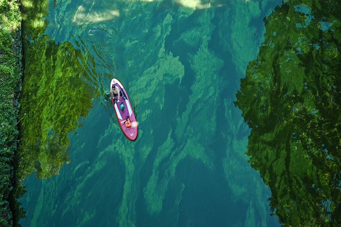 Озеро Штёссен в Германии стало сине-зеленым из-за водорослей