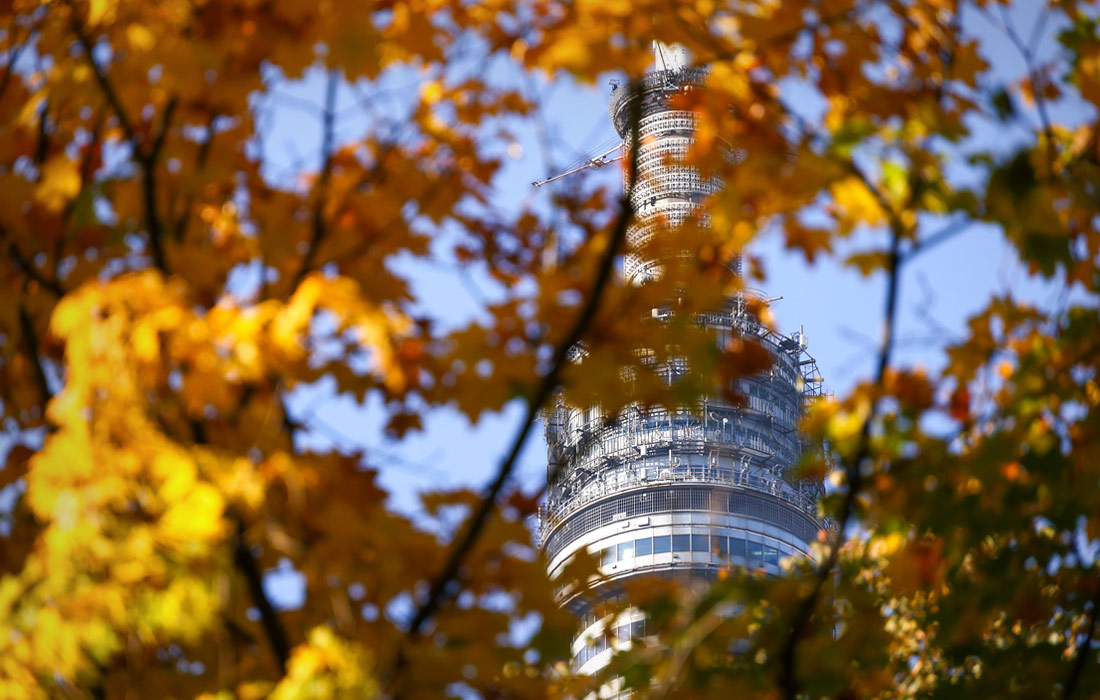 Вид на Останкинскую телебашню в Москве