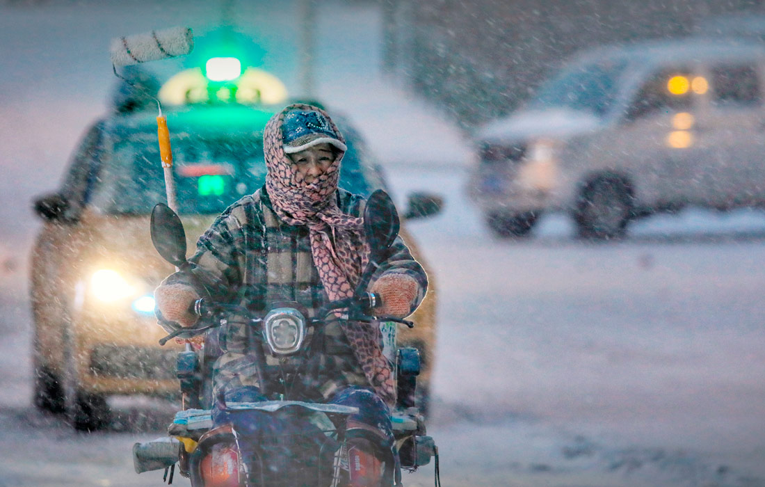 Снежный шторм в китайском Харбине