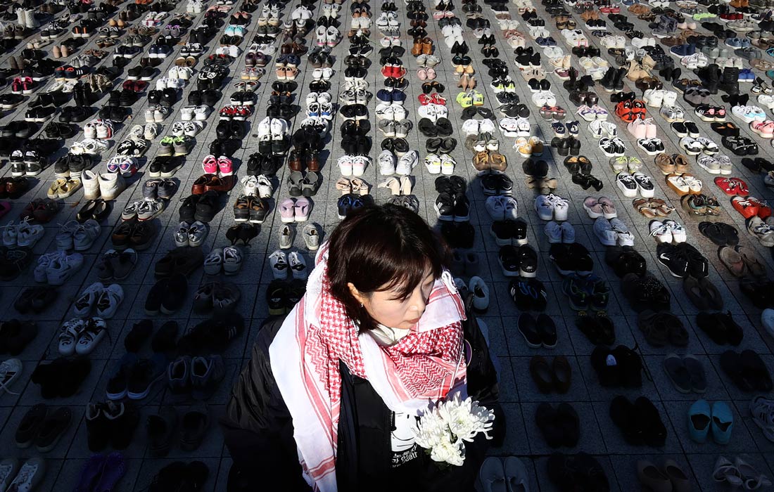 Акция в поддержку жителей Газы в Сеуле