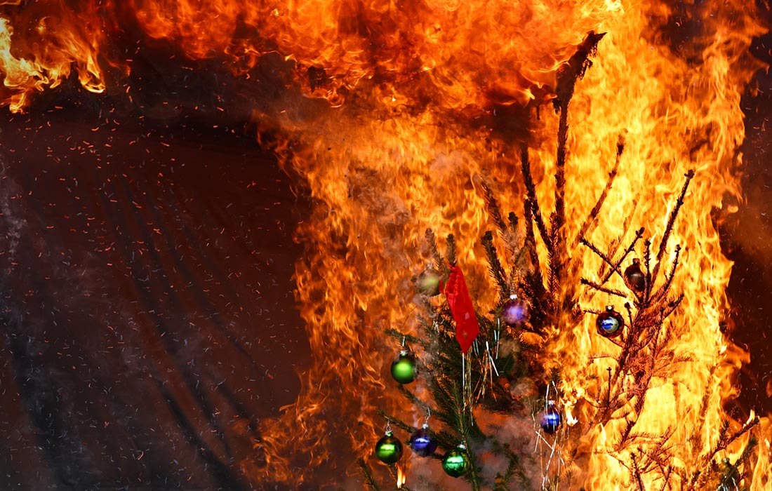 Пожарная служба Берлина провела ежегодную демонстрацию, чтобы проинформировать об угрозе возгорания от рождественских свечей