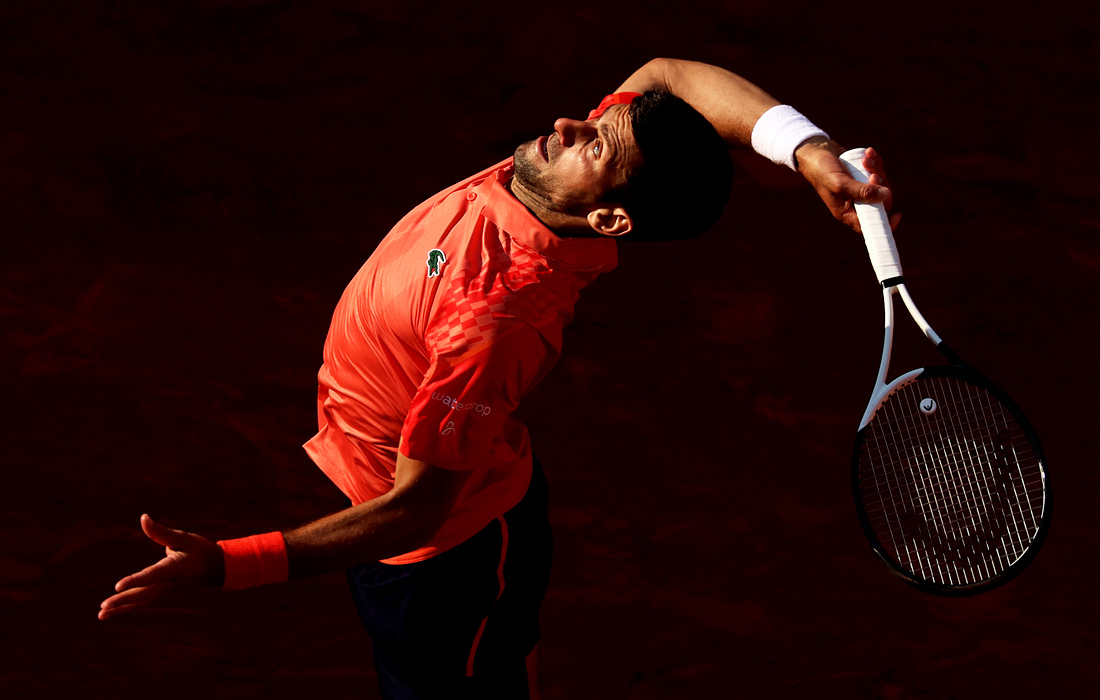 Серб Новак Джокович на Открытом чемпионате Франции по теннису