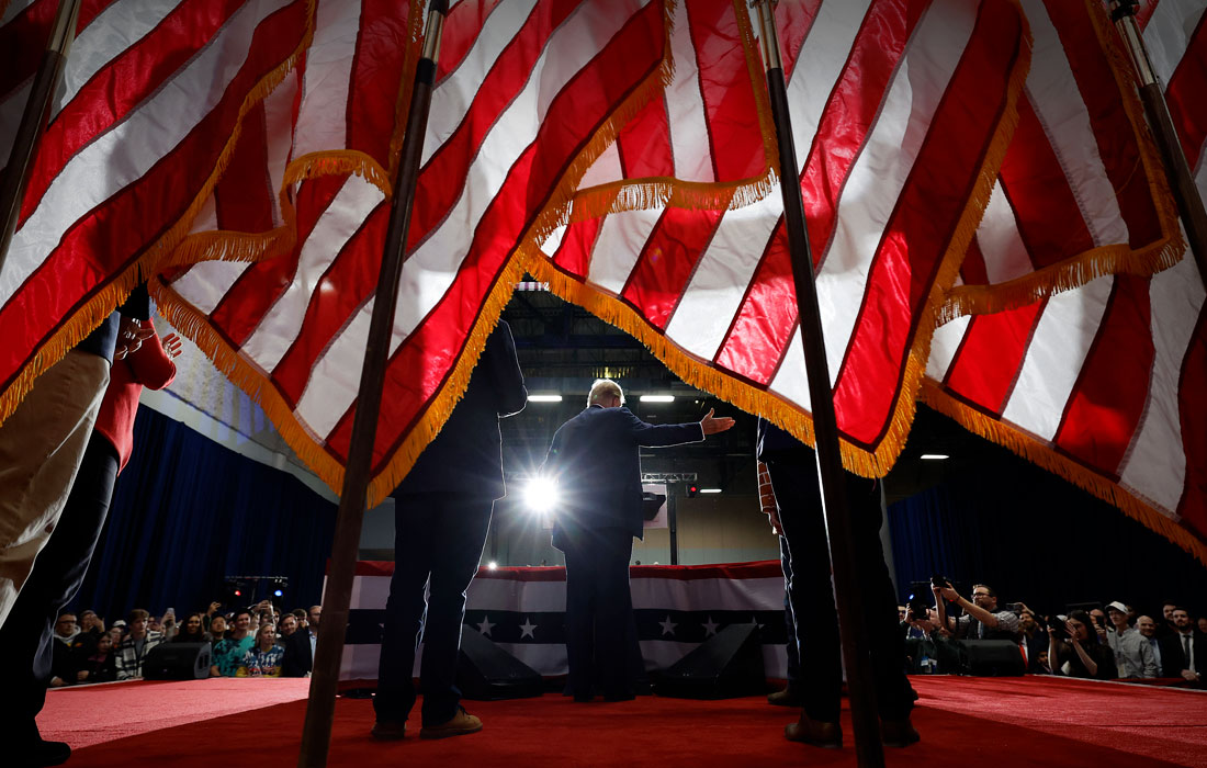Бывший президент США Дональд Трамп на предвыборном мероприятии в штате Айова