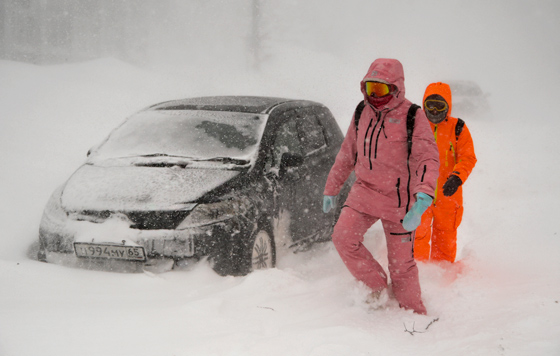 Снежный циклон на Сахалине
