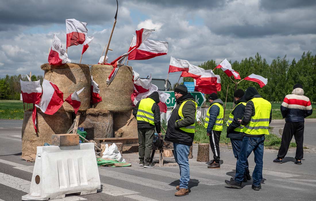 Акция протеста польских фермеров на границе с Украиной