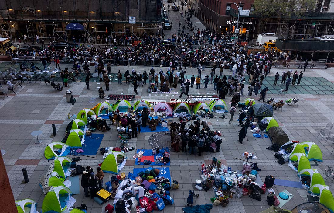 Лагерь солидарности с сектором Газа в Нью-Йоркском университете