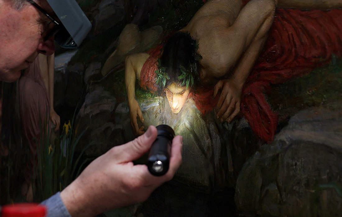 Реставрация картины "Эхо и Нарцисс" Джона Уильяма Уотерхауса в Центре консервации в Ливерпуле