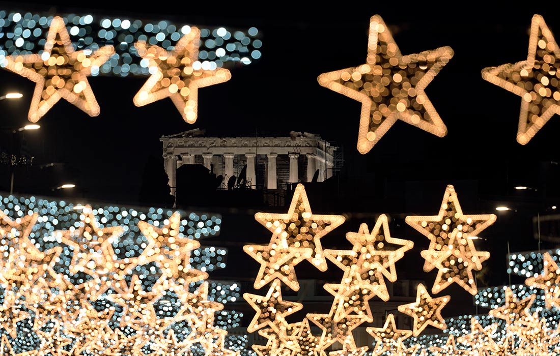 Праздничные декорации в Афинах