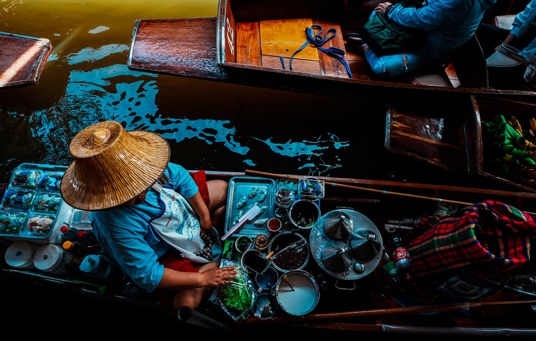 Плавучий рынок в Бангкоке, Таиланд