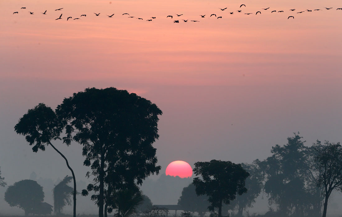 Восход в провинции Накхонсаван в центральной части Таиланда