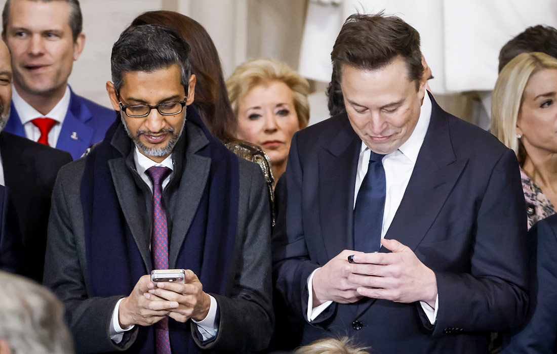 Генеральный директор Google Сундар Пичаи и бизнесмен Илон Маск