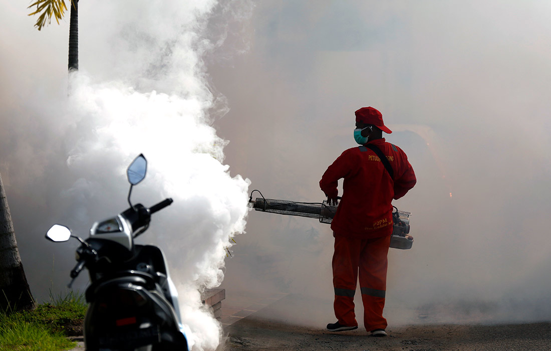 Санитарная обработка улиц для предотвращения распространения лихорадки денге в Банда-Ачехе