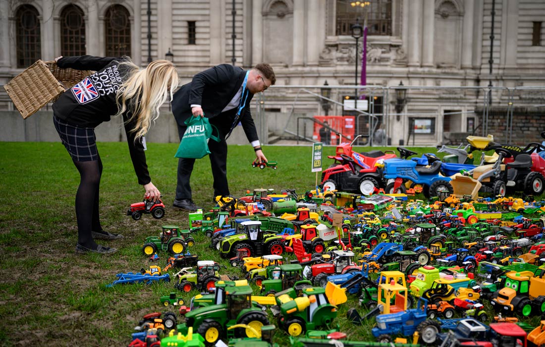 Акция протеста в день конференции Национального союза фермеров Великобритании в Лондоне
