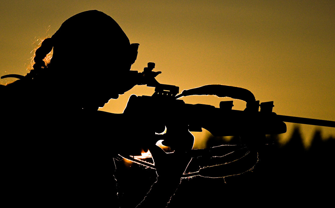 Тамара Дербушева во время тренировки перед началом чемпионата России по биатлону в Ханты-Мансийске