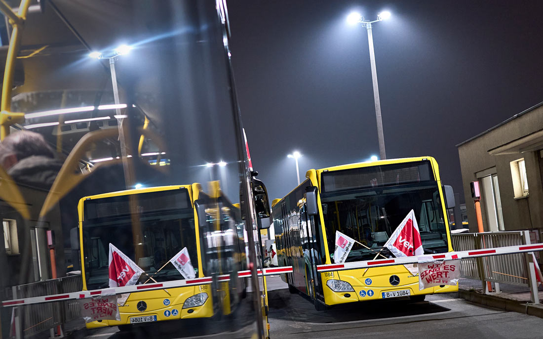 Двухдневная предупредительная забастовка работников общественного транспорта началась в Берлине