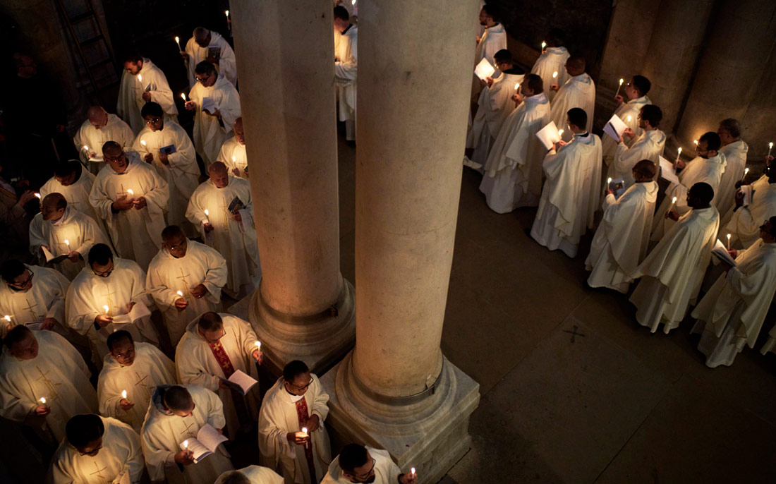 Католическое шествие в Великий четверг в Иерусалиме