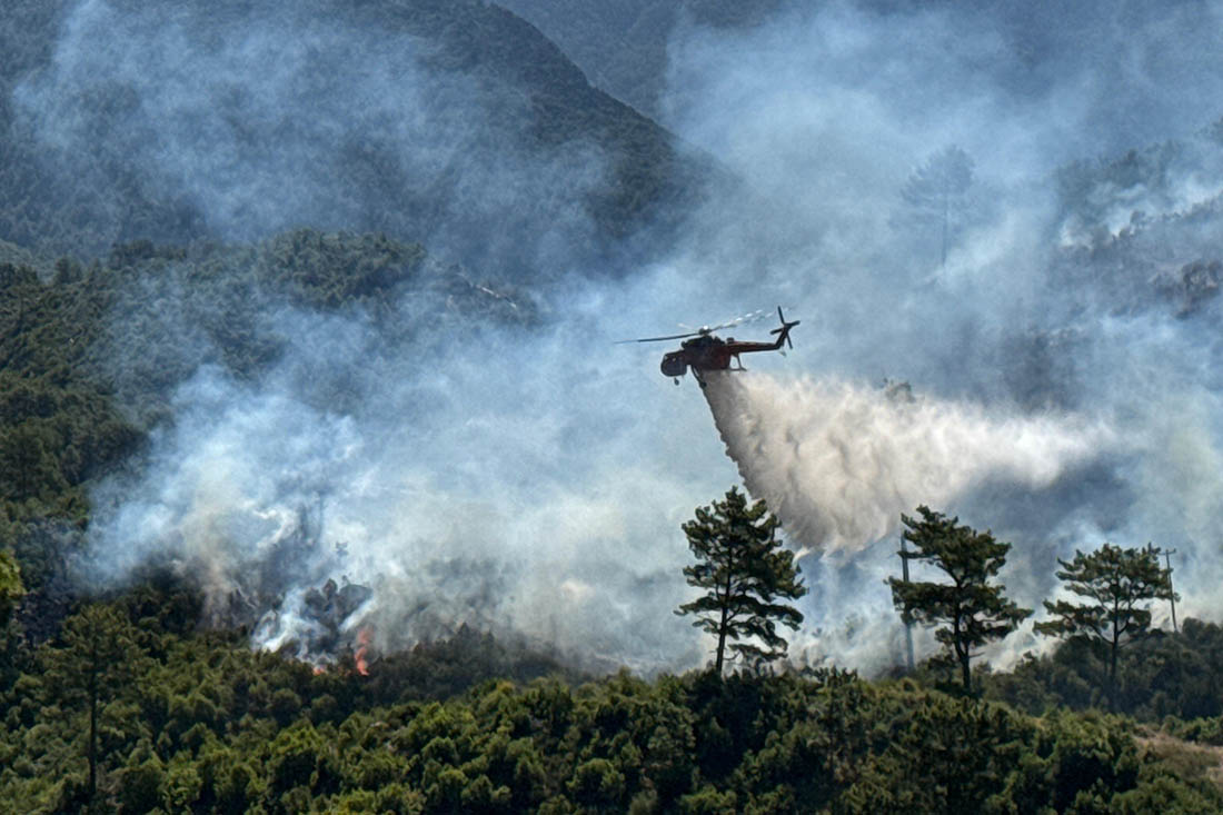 Тушение лесных пожаров в Алании в Анталье