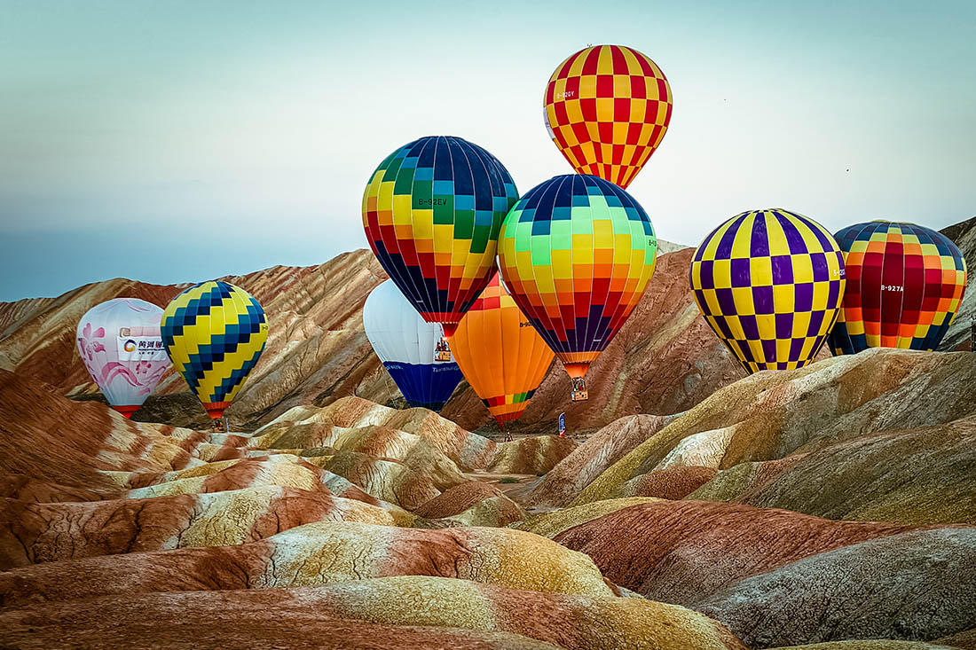 Воздушные шары в провинции Ганьсу в Китае