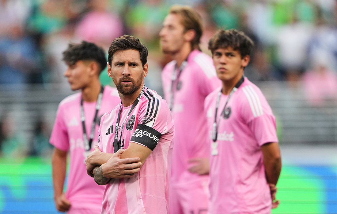 "Интер Майами" проиграл "Сиэтлу Саундерс" в финальном матче Кубка лиг. На фото: нападающий "Интер Майами" Лионель Месси.