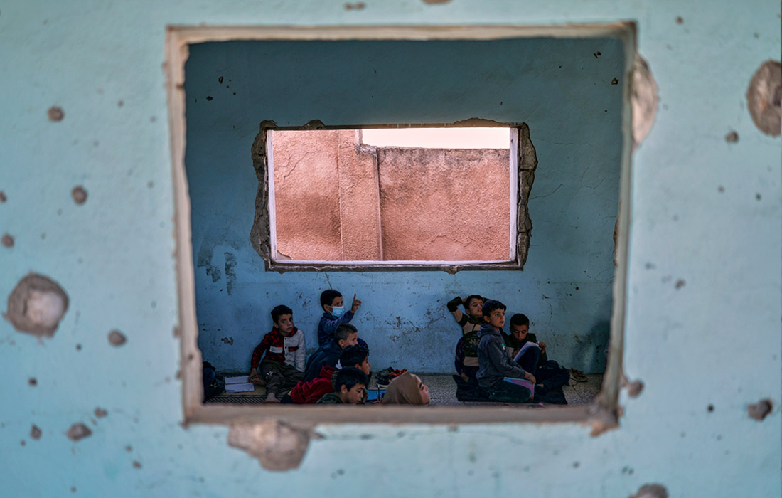 Занятия в школе в сирийской провинции Идлиб