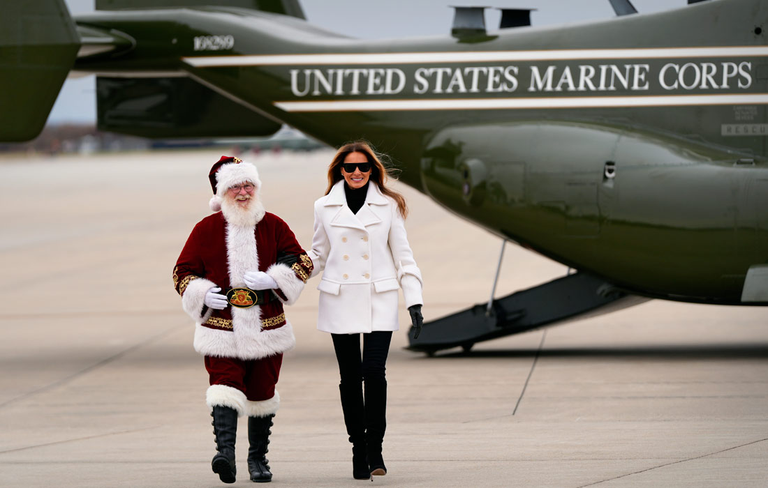 Первая леди США Мелания Трамп прибыла с Сантой на базу Корпуса морской пехоты США в Куантико