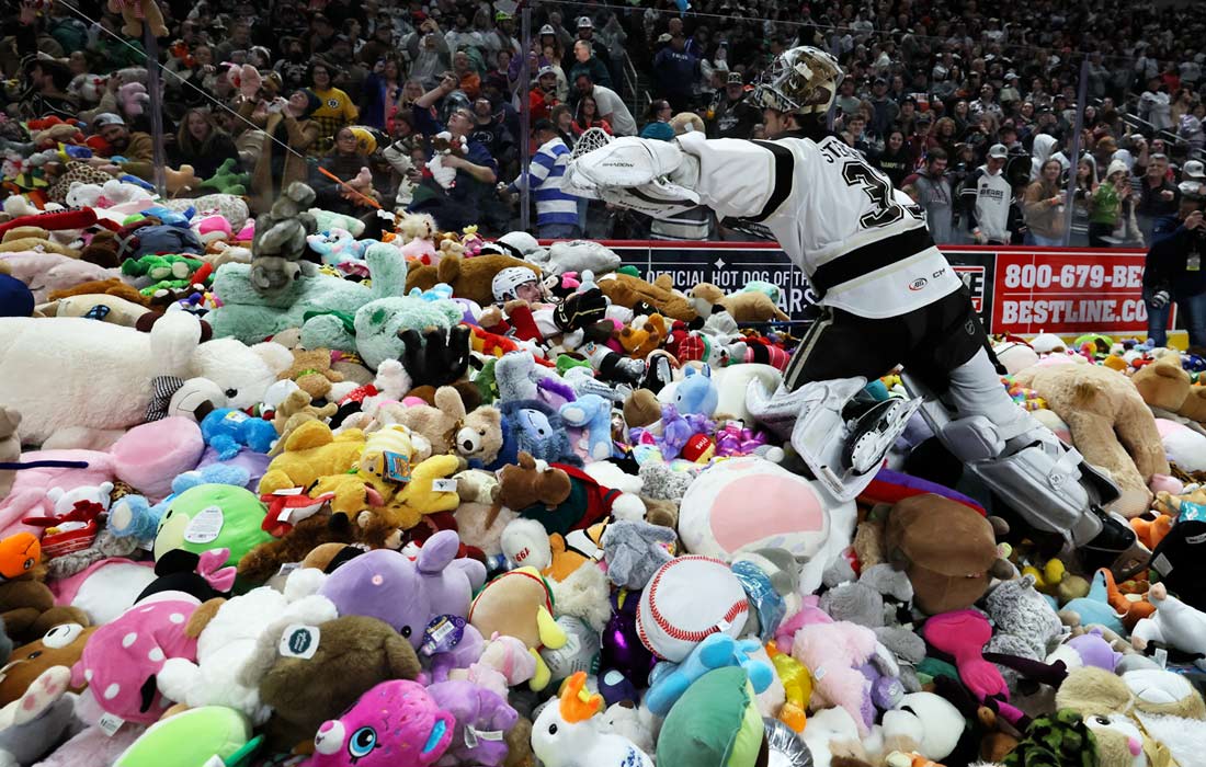 Традиционная благотворительная акция Teddy Bear Toss хоккейного клуба "Херши Беарс" в Херши, штат Пенсильвания