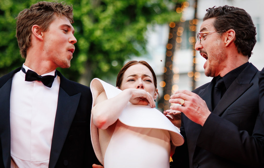 Реакция актеров на пчелу на премьере фильма "Эддингтон" стала одним из самых ярких событий на красной дорожке 78-го ежегодного Каннского кинофестиваля, который проходил с 13 по 24 мая. Эмму Стоун защитили Остин Батлер и Педро Паскаль.