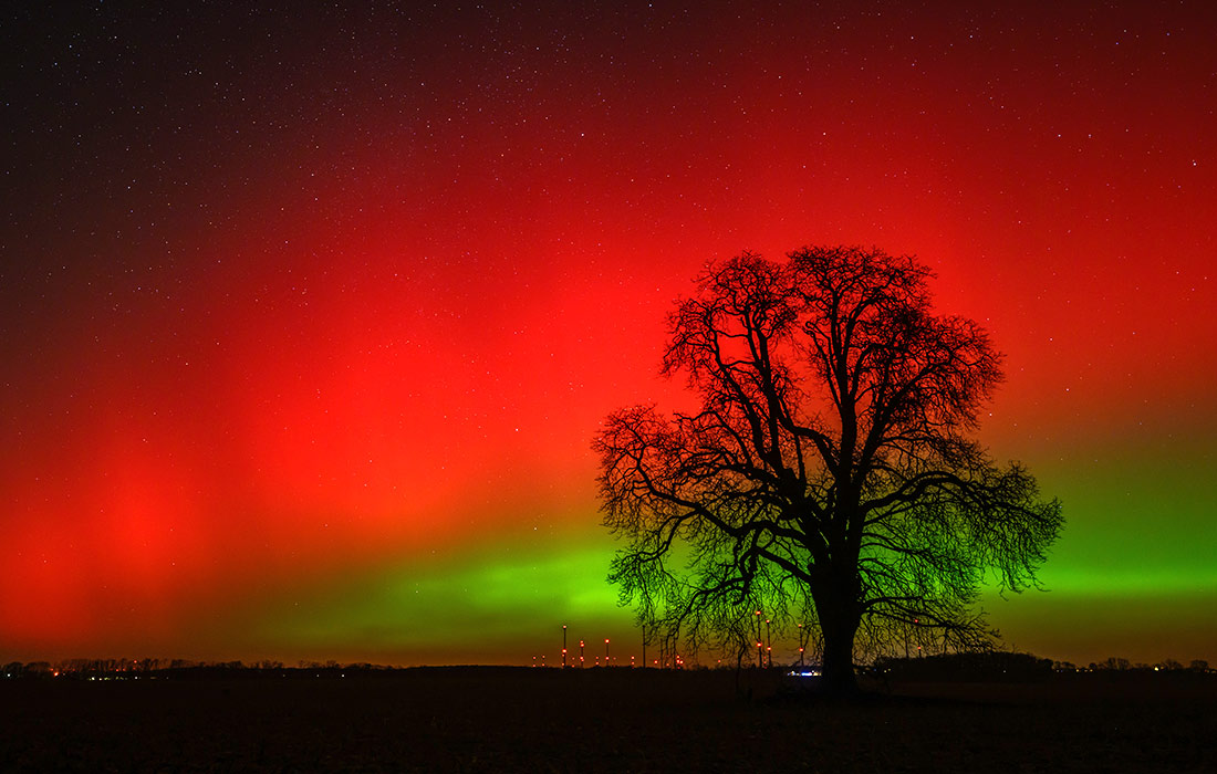 Северное сияние над Литценом, Германия
