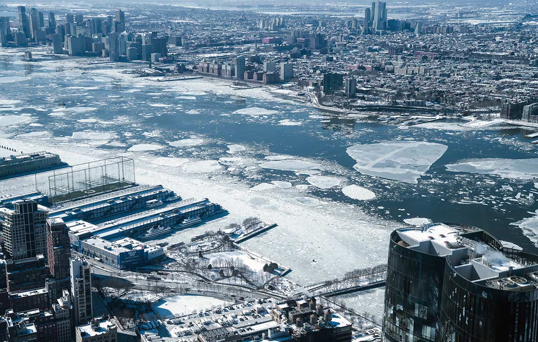 Морозная погода в Нью-Йорке