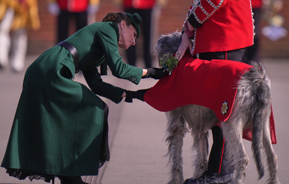 Принцесса Уэльская Кэтрин посетила парад ирландских гвардейцев по случаю Дня святого Патрика в Олдершоте