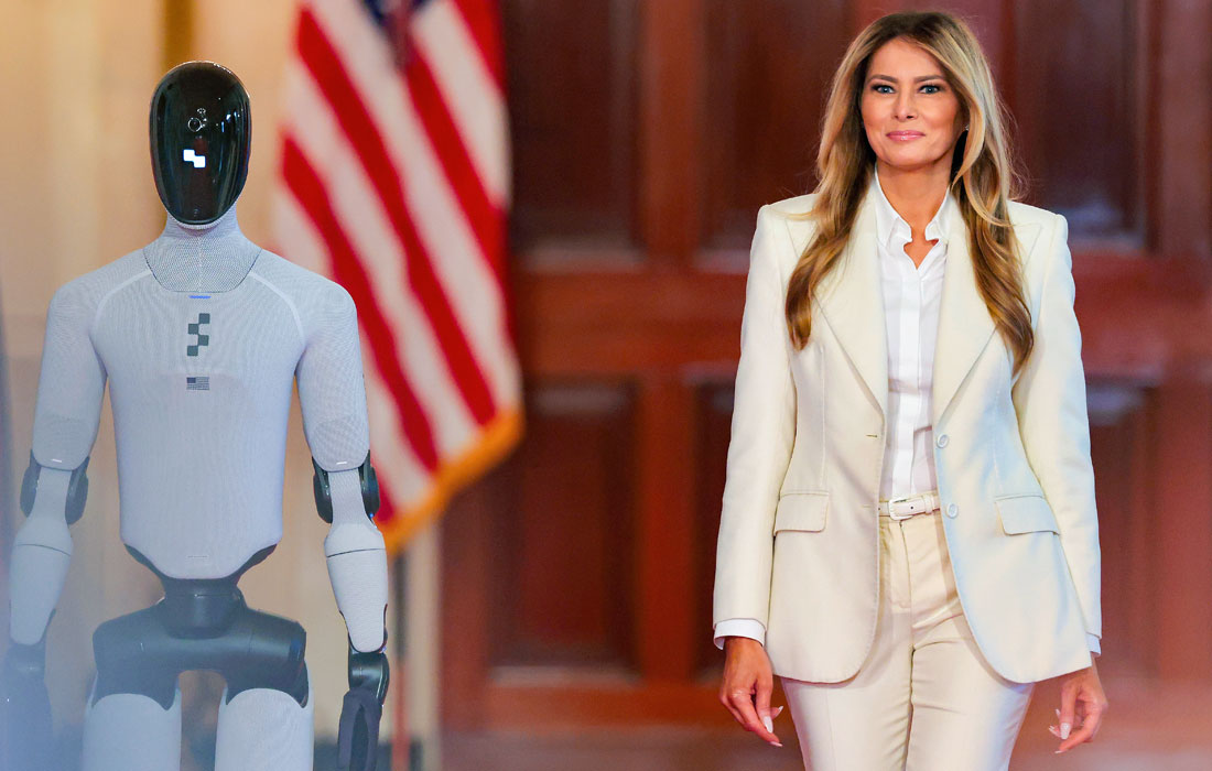 Первая леди США Мелания Трамп представляет человекоподобного робота Figure 03 на саммите "Вместе создаем будущее" в Белом доме