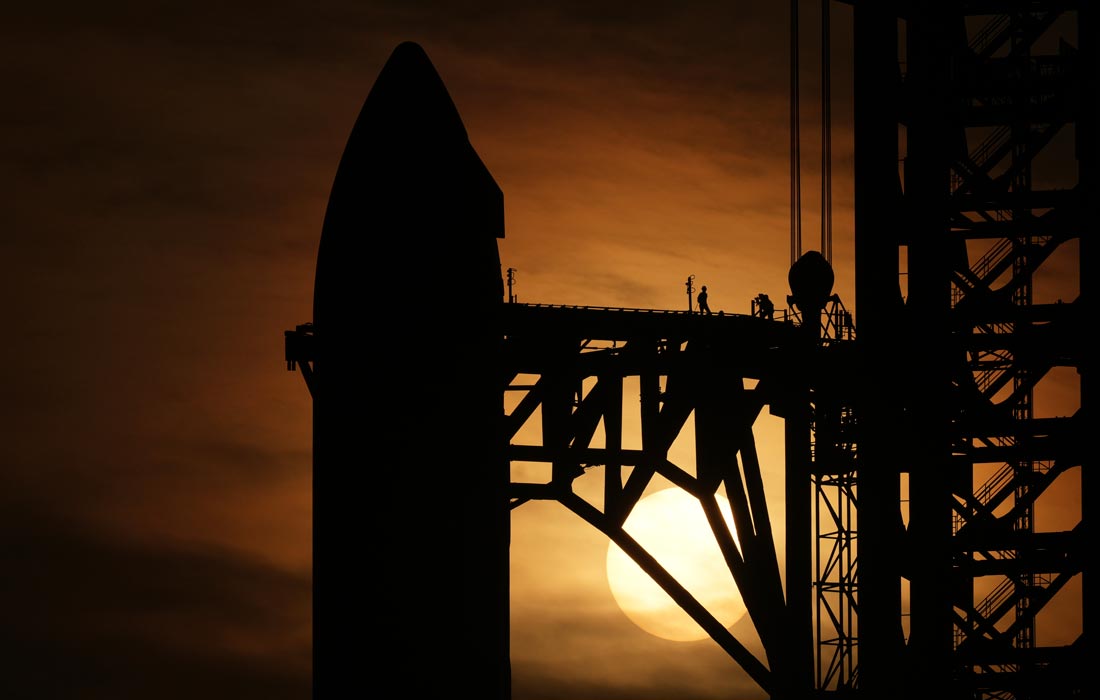 Ракета Starship компании SpaceX на стартовой площадке в Техасе