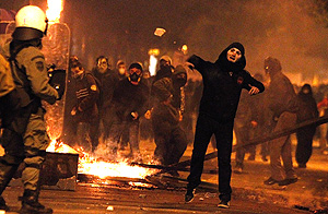 Пожары и беспорядки в Афинах