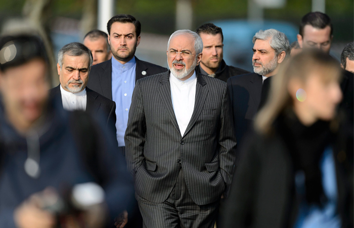 Глава МИД Ирана Джавад Зариф после переговоров по ядерной программе Ирана в Лозанне