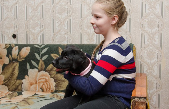 Путин подарил курской школьнице щенка лабрадора