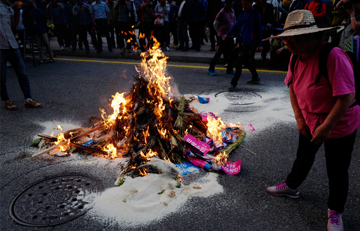 Массовый митинг фермеров против сельскохозяйственной политики властей прошел в Сеуле. Участники акции протеста вышли на улицы столицы с требованием прекратить импорт риса в Южную Корею.