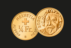 Швейцария выпустила самую маленькую в мире золотую монету с показывающим язык Эйнштейном