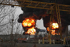 В Белгороде локализовали отдельные очаги пожара на нефтебазе