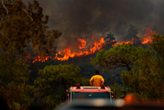 Пожарные Турции третий день борются с лесным пожаром близ Мармариса