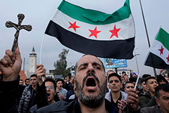 Акции протеста прошли в Дамаске после сожжения рождественской ели